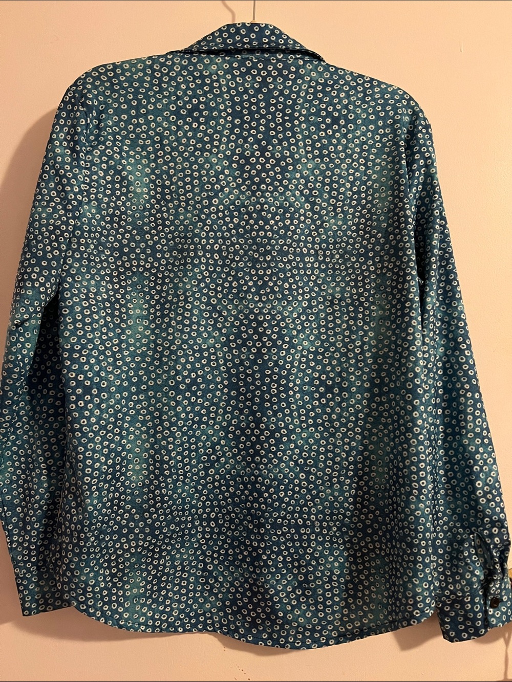 Artistic Illustrated Blue Patterned Button-Up Top - Picture 3 of 5